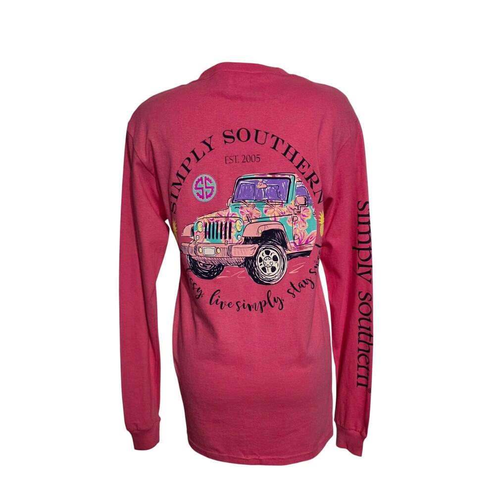 Simply Southern Tshirt Pink Jeep Be Classy Live Simply Stay Sweet Size Small NWT
